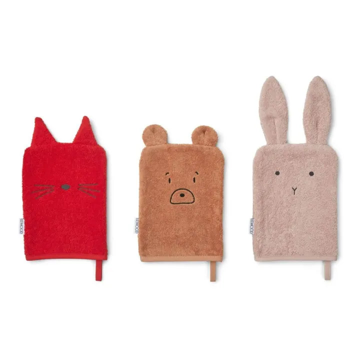 Liewood Gants de toilette Sylvester en coton bio - Set de 3 | Rouge