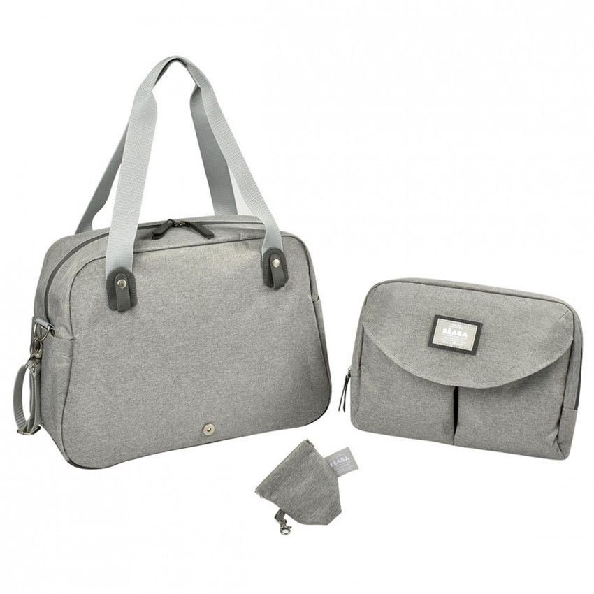Sac à langer Genève II - Gris chiné - Ecru