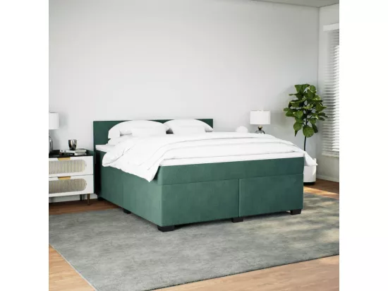 Sommier à lattes de lit et matelas Vert foncé 180x200cm Velours
