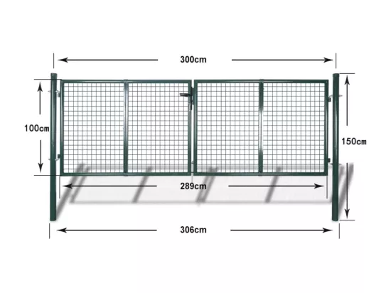 Portail de cl?ture Acier 306x150 cm Vert