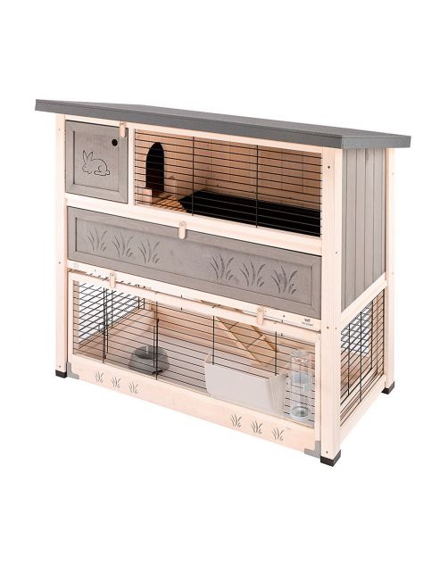 Ferplast Konijnenhok Ranch 120 Plus Met Ren - Dierenverblijf - 117x104x107 cm Grijs Groen 120