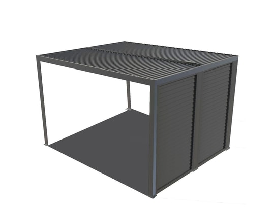 HABRITA - Pergola bioclimatique + ventelles alu mobiles côté 3 m - 10...