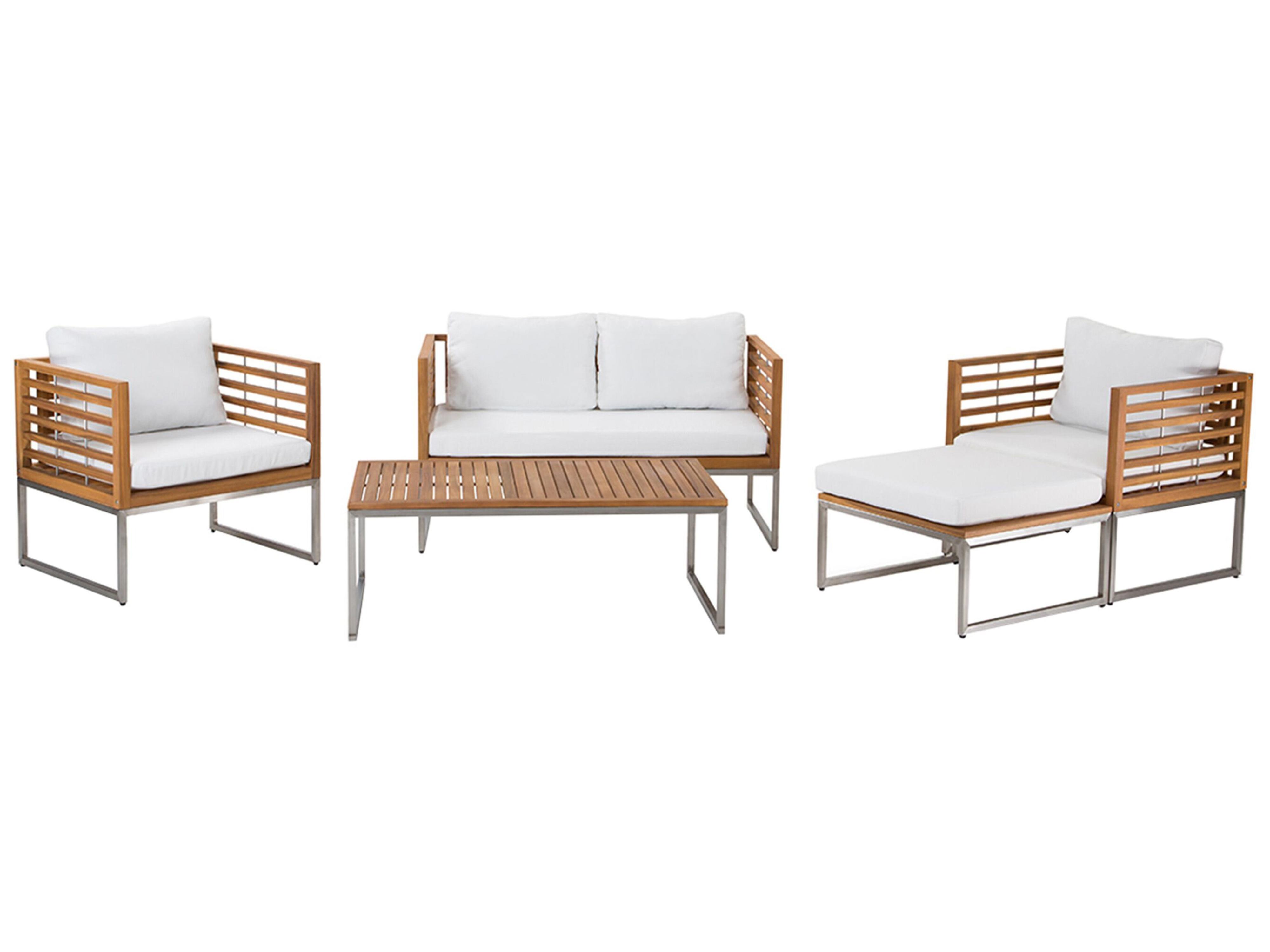 Loungeset met tafel 4-zits BERMUDA Acaciahout Bruin