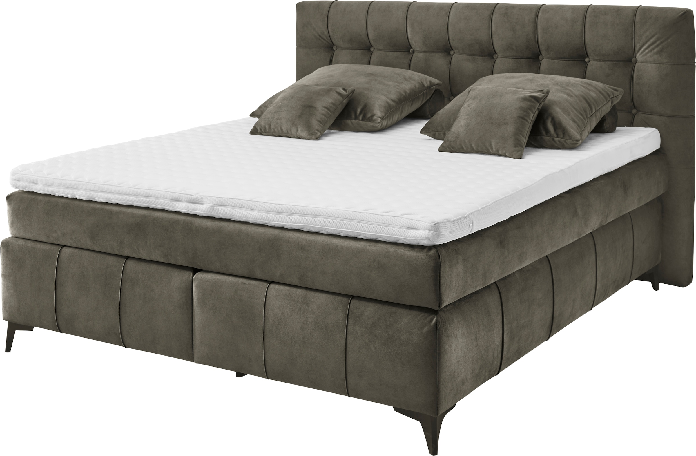 ED EXCITING DESIGN Boxspringbett »Oregon« inkl. Duo-Matratze - Kokosmatte, Filzabdeckung
