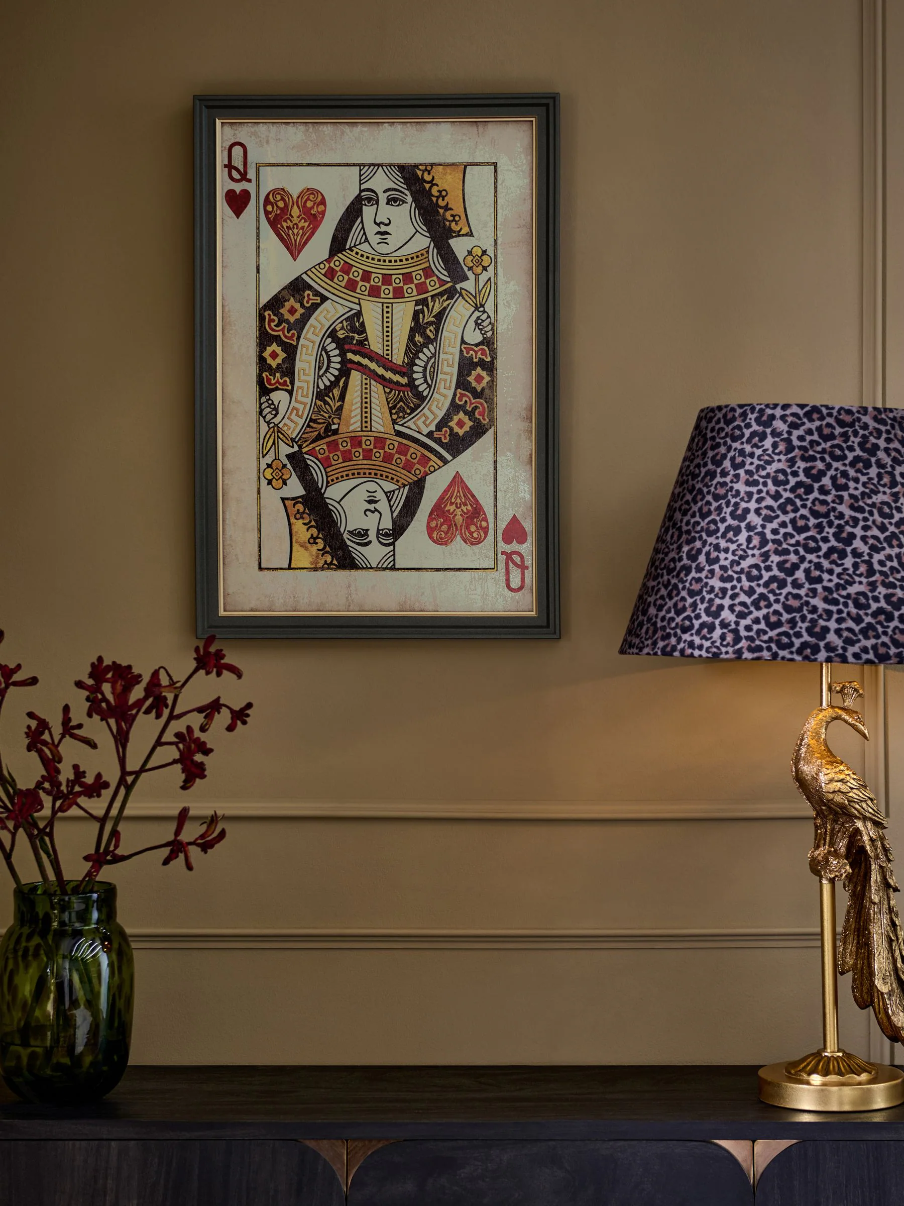 Antiqued Queen Of Hearts Mirror Wall Art