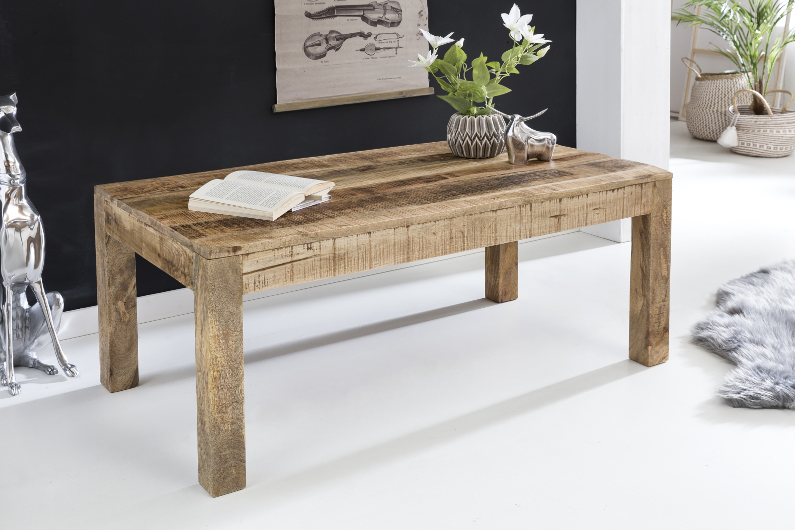 Couchtisch RUSTICA - Mango massiv - 110 cm breit