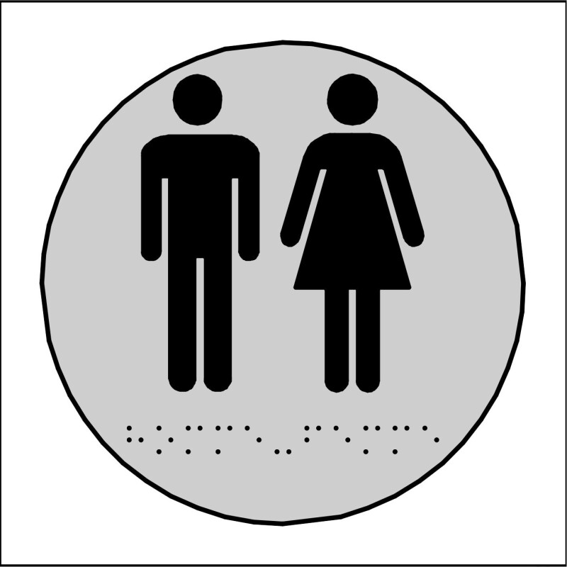 Plaque en relief et braille toilettes Hommes et Femmes - diam 10cm