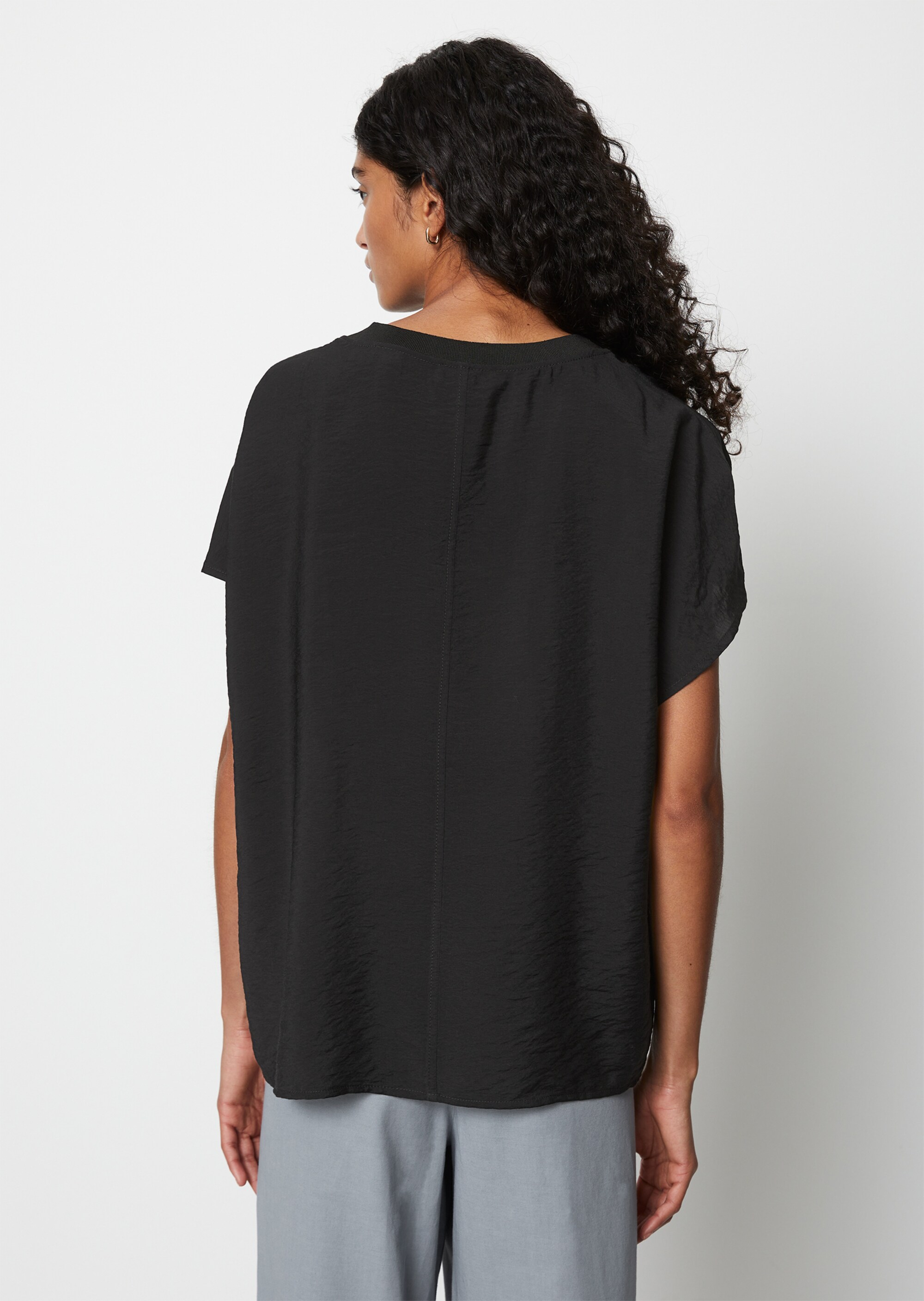 Blusenshirt regularaus Viskose-Mix-Crinkle