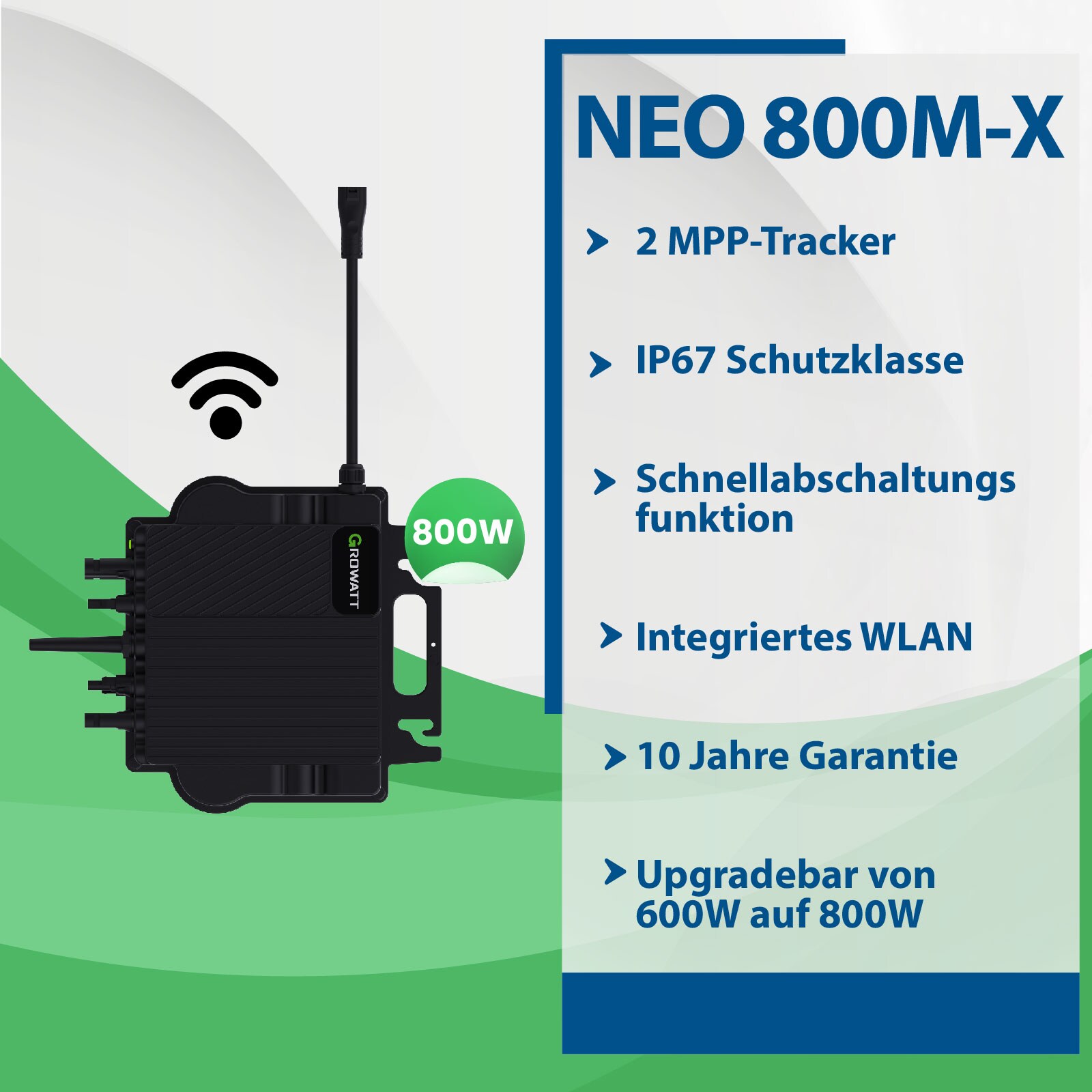 Epp Growatt NEO Wechselrichter 800M-X | PV WIFI Wechselrichter für Balkonkraftwerk