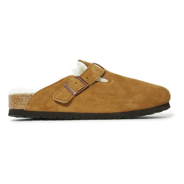BIRKENSTOCK Sabots Boston Fur Cuir Suede - Collection Adulte | Camel