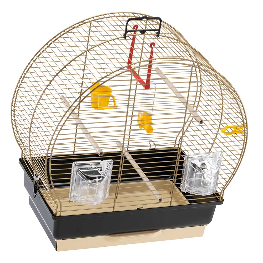 Ferplast cage à oiseaux luna 2 cage pour oiseaux, canaris, perruches ondulées, en métal, accessoires inclus mangeoires rotatives