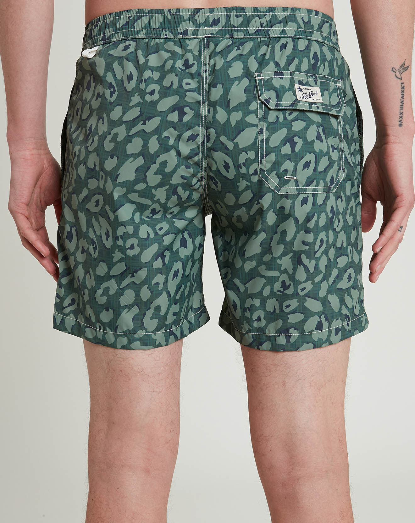 Hartford Short de bain Swim camouflage kaki