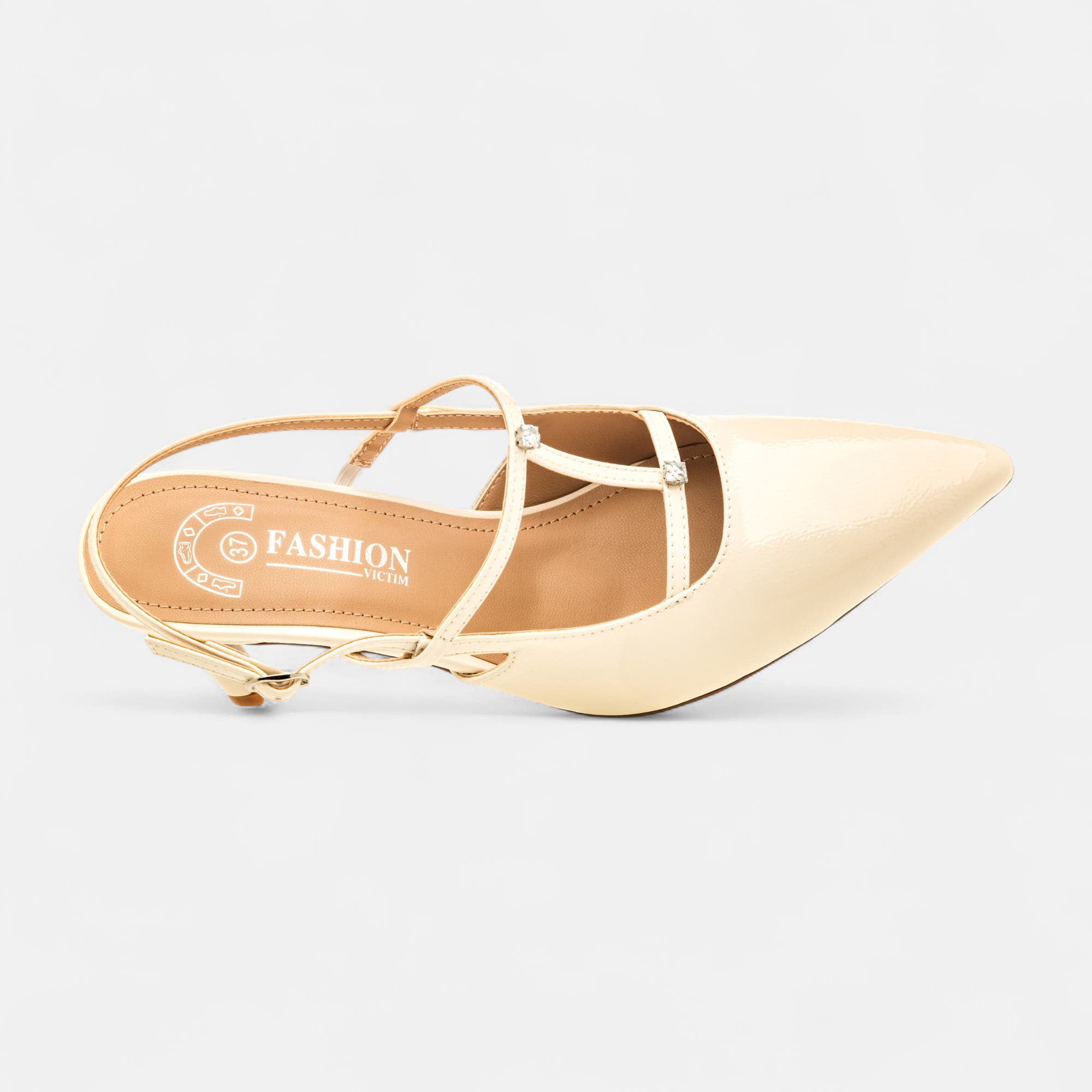 Escarpins avec bride arrière à talon Femme beige