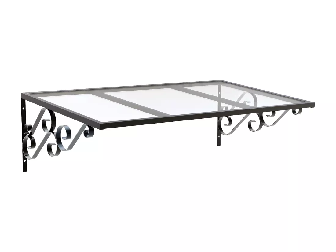 Auvent de porte en aluminium L150 x l80 cm incliné AMBAN
