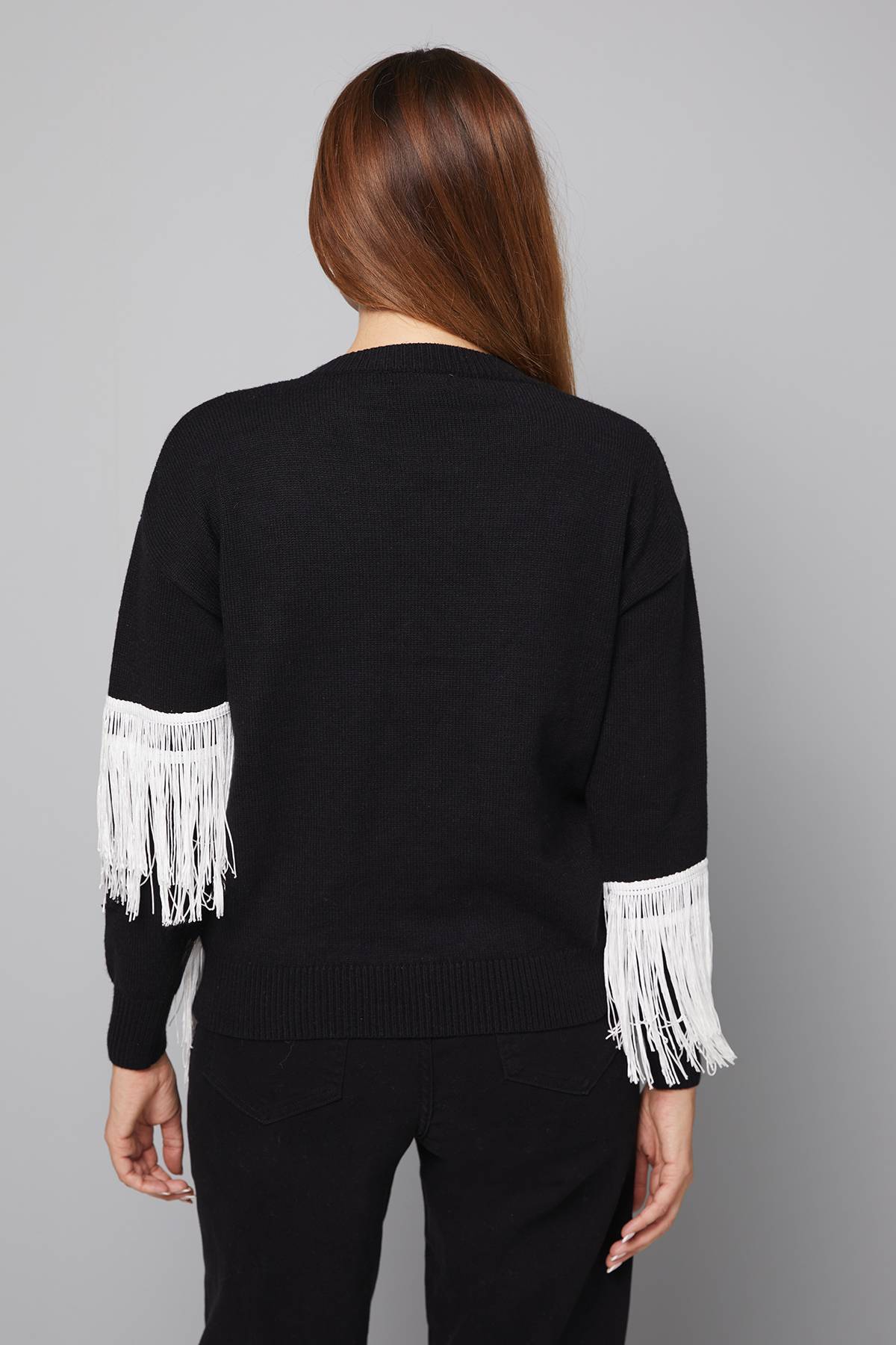 Wallis synthétiquell Tricoté à Franges Contrastées