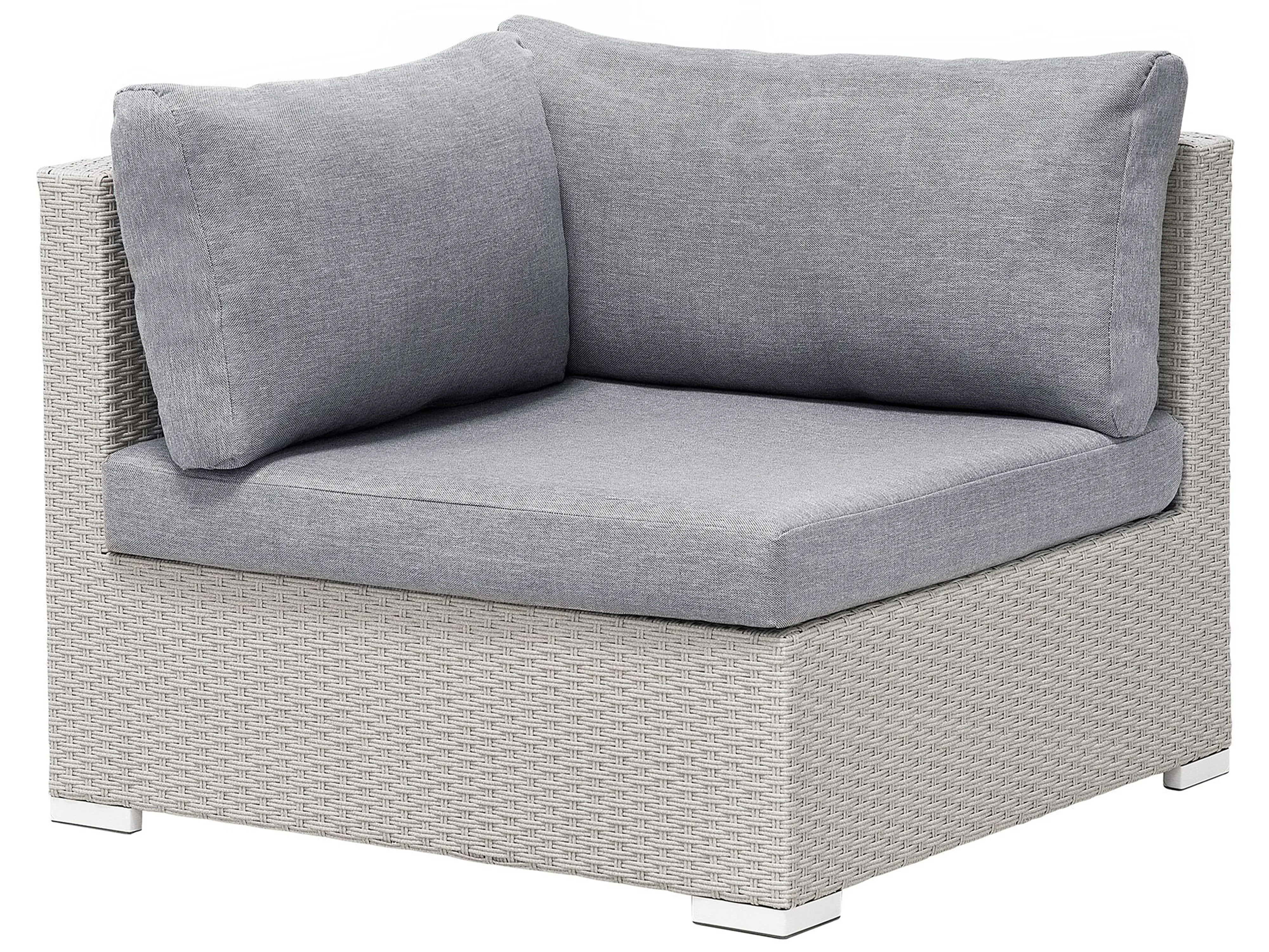 Tuin hoekloungeset met tafel 4-zits SANO II rechtszijdig modulair PE rotan Lichtgrijs