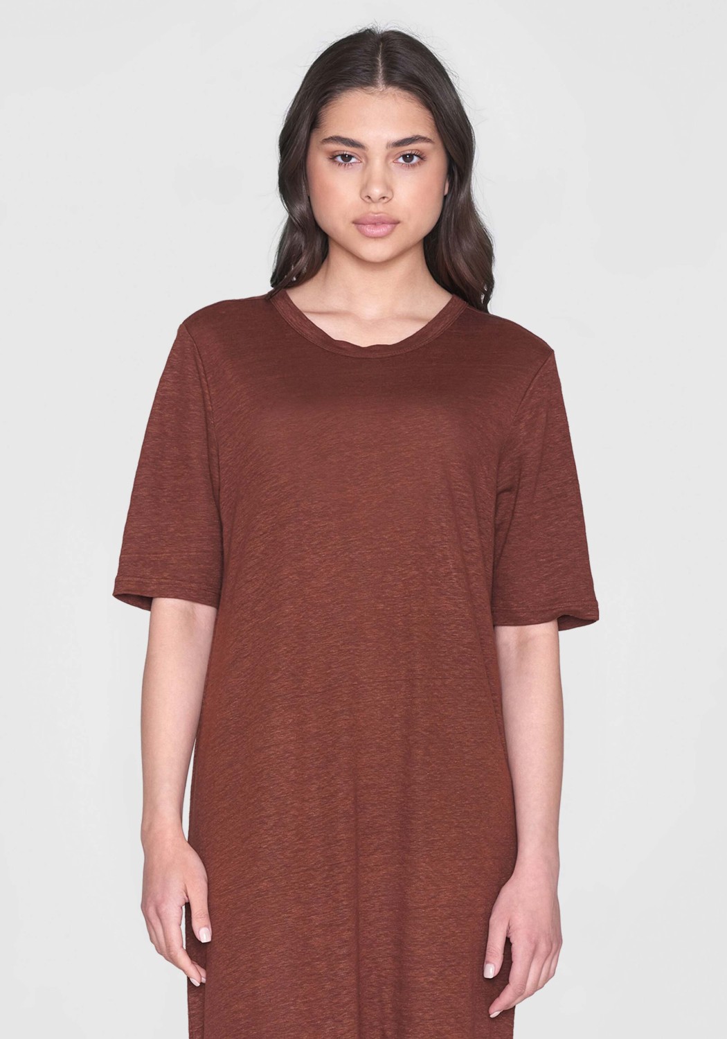 Knowledge Cotton Apparel T-Shirt-Kleid Linen SS T-Shirt Dress Tiramisu