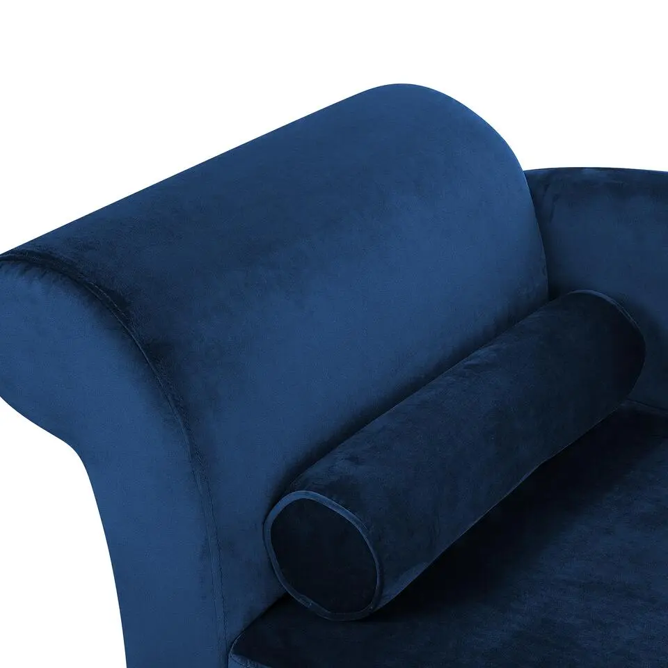 LUIRO - Chaise longue - Blauw - Linkerzijde - Fluweel