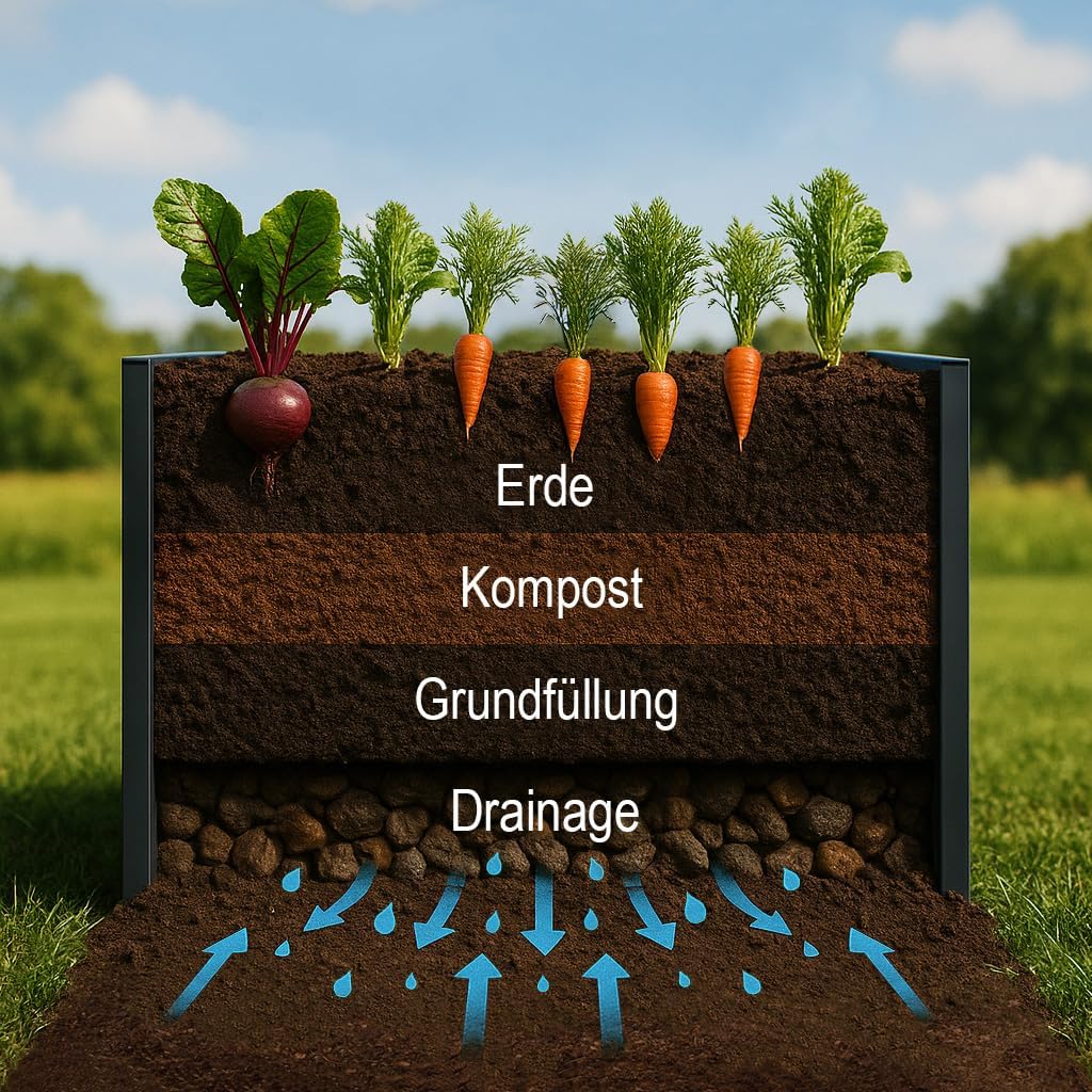 Metzler Hochbeet für den Garten – Stahl in Eisenglimmer | Witterungsbeständiges Metall-Gartenbeet, Pflanzenbeet, Blumenhochbeet | 150 x 75 x 77 cm