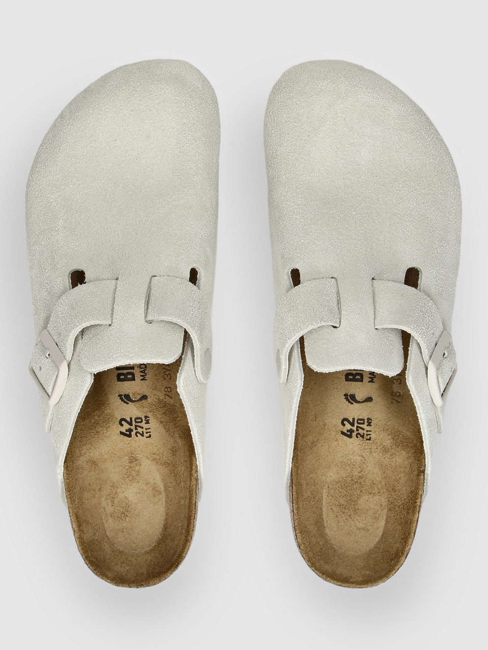 Birkenstock Boston Suede Leather Sandals antique white