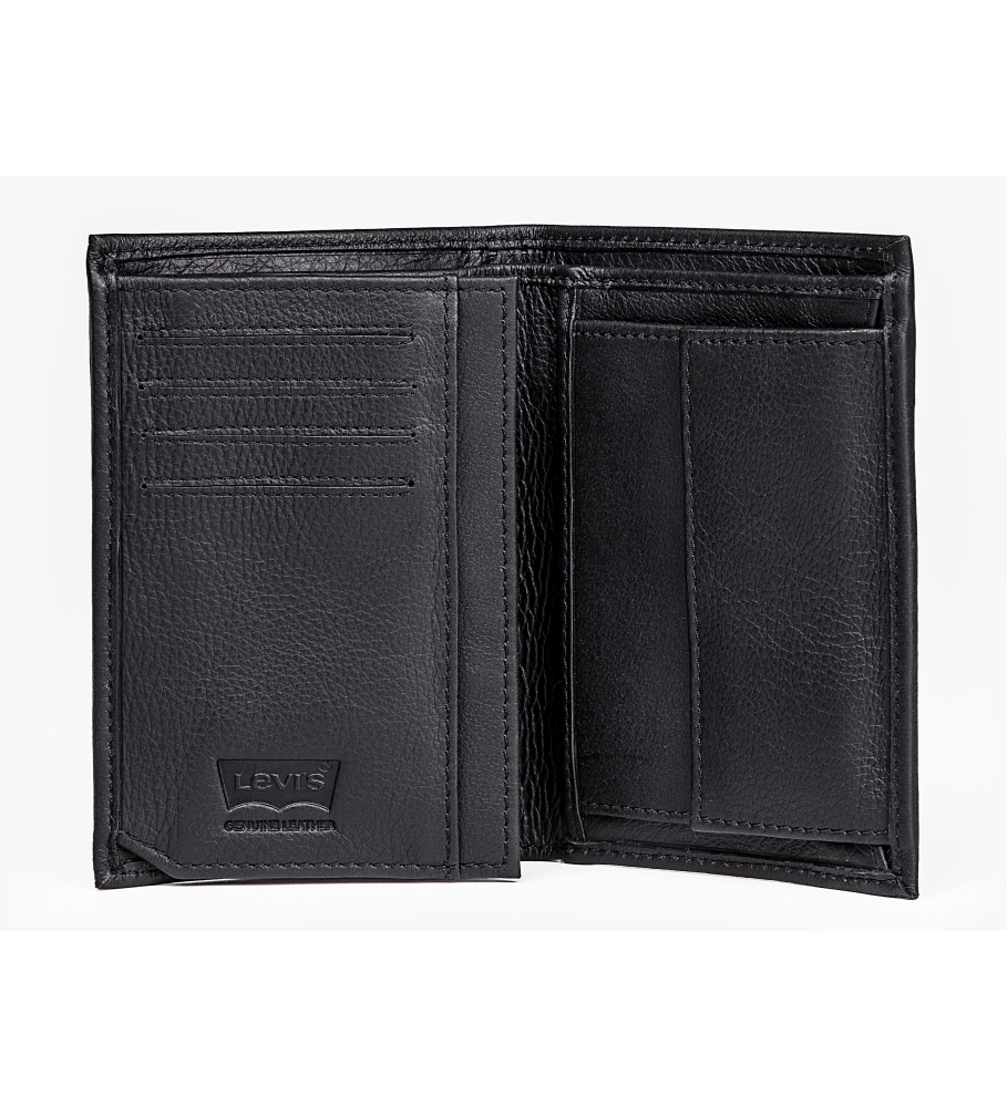 Carteira de couro Levi's Vintage Two Horse Vertical Coin, preta