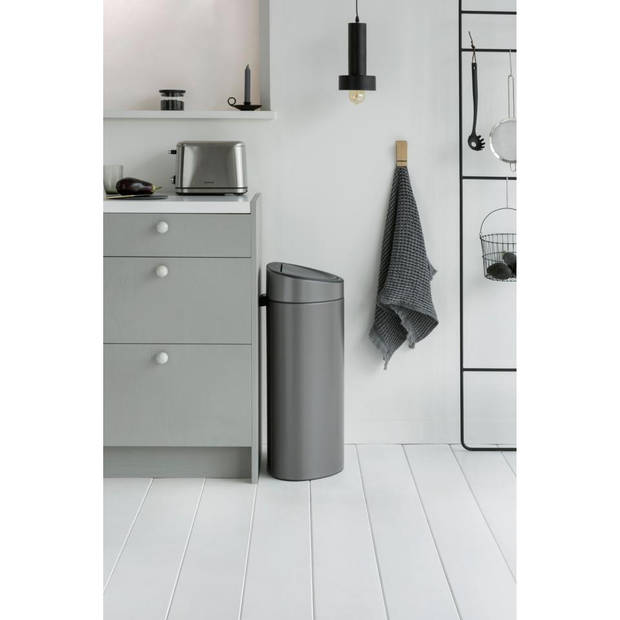 Brabantia Touch Bin afvalemmer 10 + 23 liter met 2 kunststof binnenemmers - Platinum