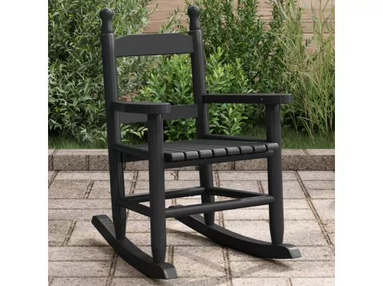 Chaise à bascule enfants noir bois de peuplier massif