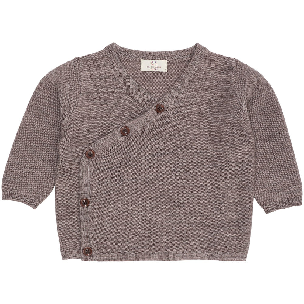 Køb COPENHAGEN COLORS Natural Mel Merino Baby Cross-Over Cardigan In Garter Stitch