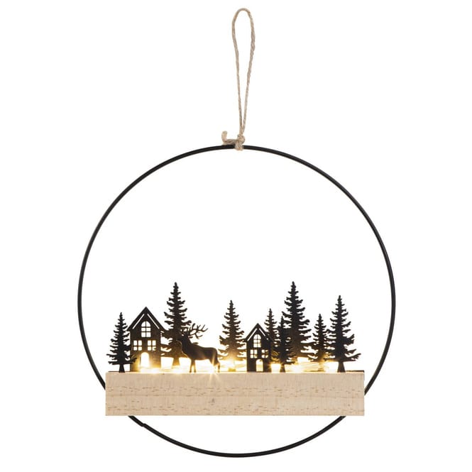 Dekohänger Kreis mit LED - ca. 23 x 34 cm