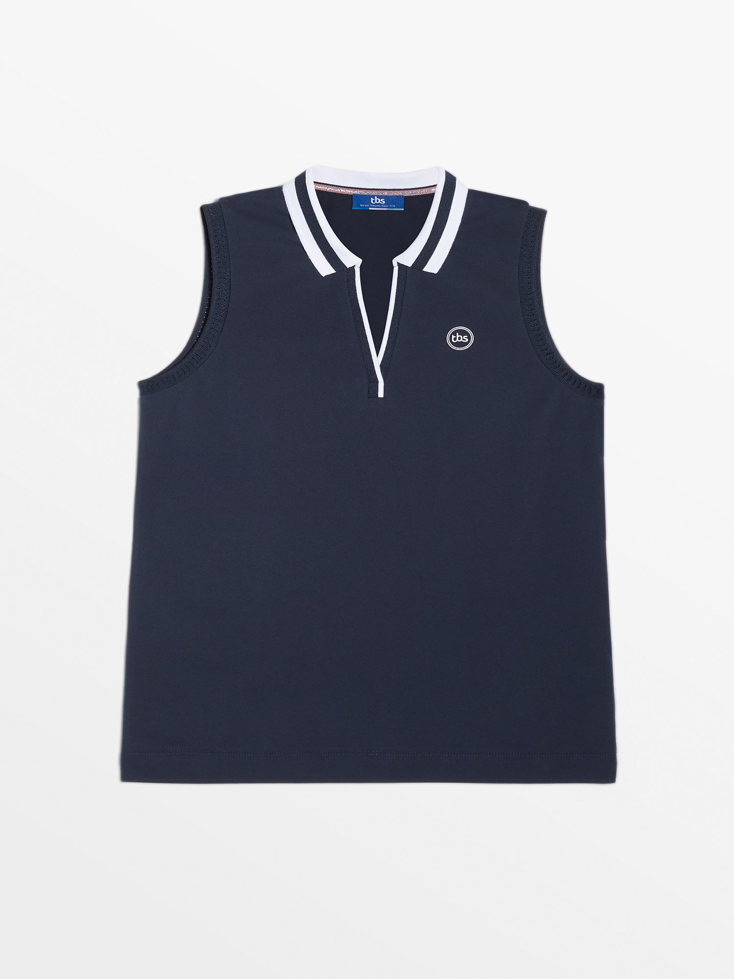 Polo Femme Sans Manches Coton Biologique Marine