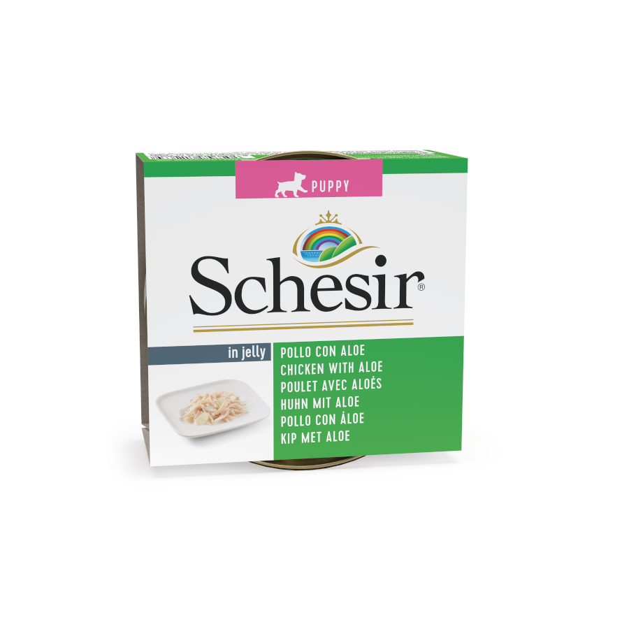 150 g Schesir Puppy frango com aloe lata para cães