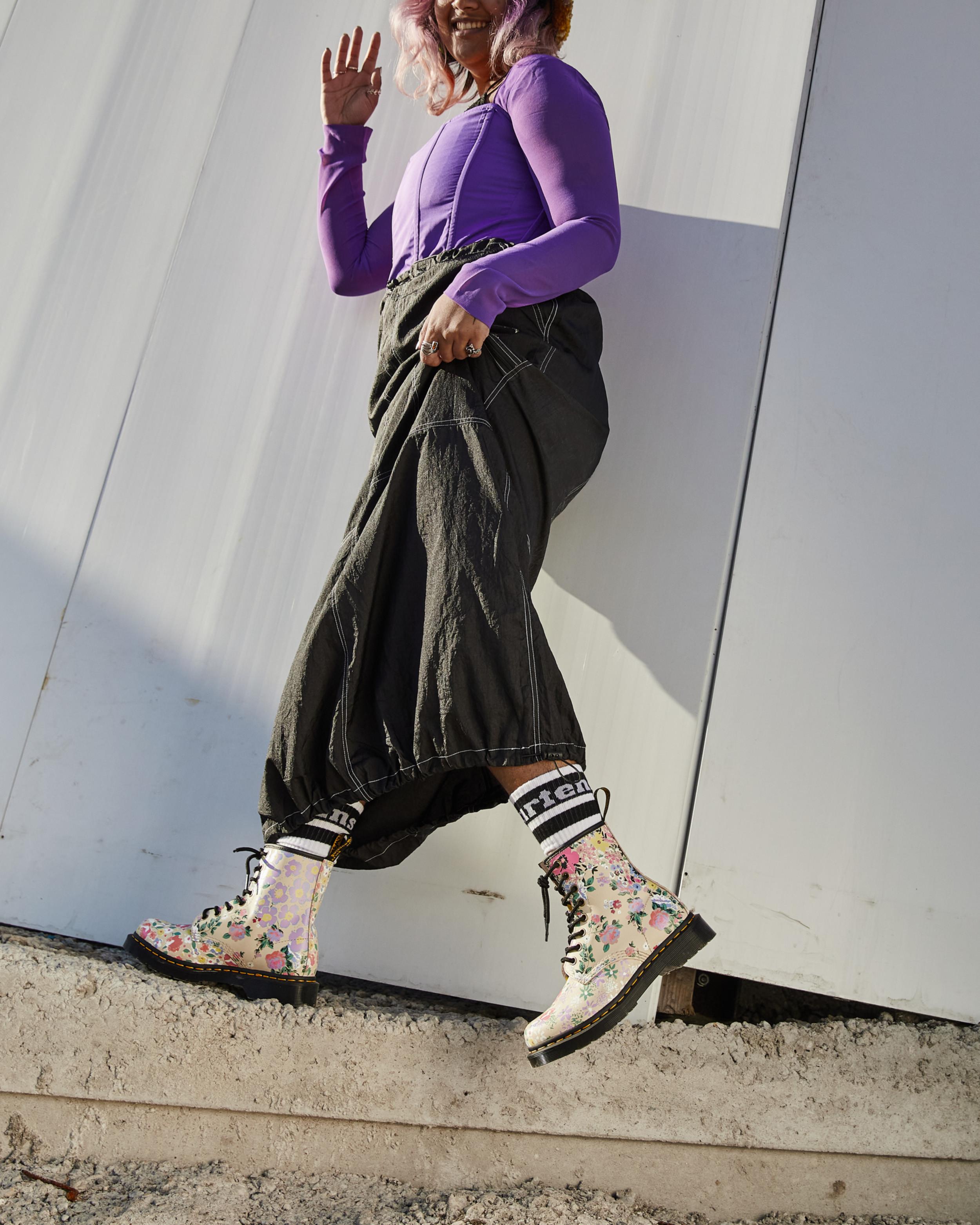1460 Floral Mash Up Leather Lace Up Boots