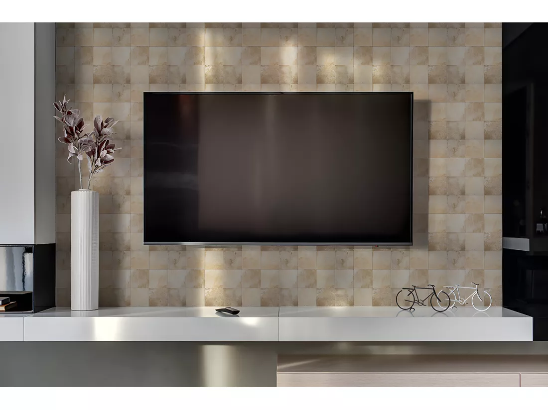 Panneaux muraux en vinyle, Planches en vinyle adhésives - 100x50 cm - Structure en pierre