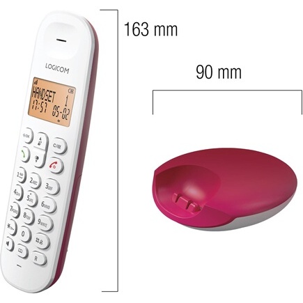 Téléphone sans fil Logicom DECT ILOA 150 SOLO framboise SANS REPONDEUR
