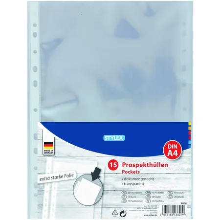 Stylex Prospekthüllen, A4, 15er Beutel, glatt