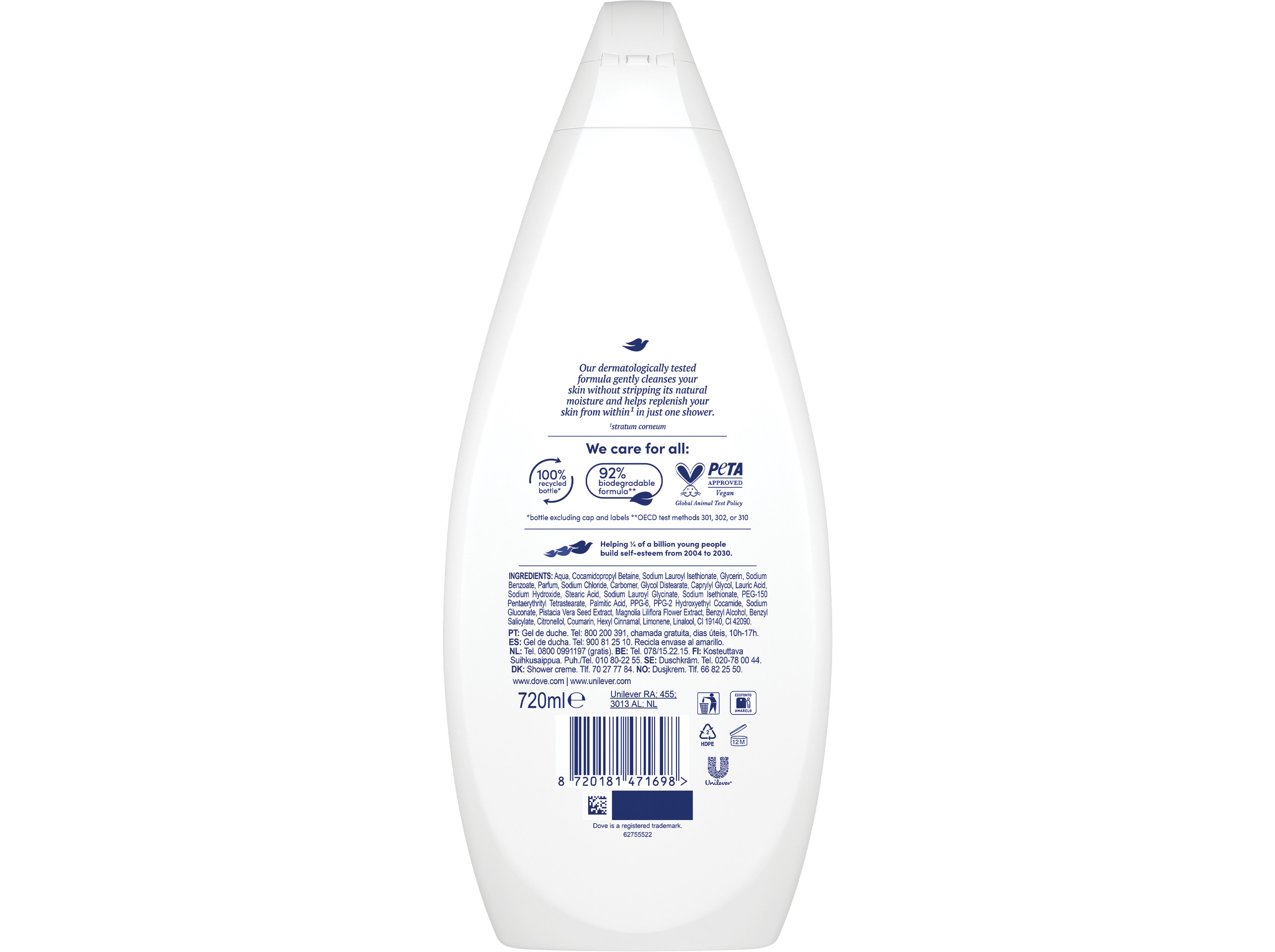 GEL BANHO DOVE GENTLE PAMPER 720ML