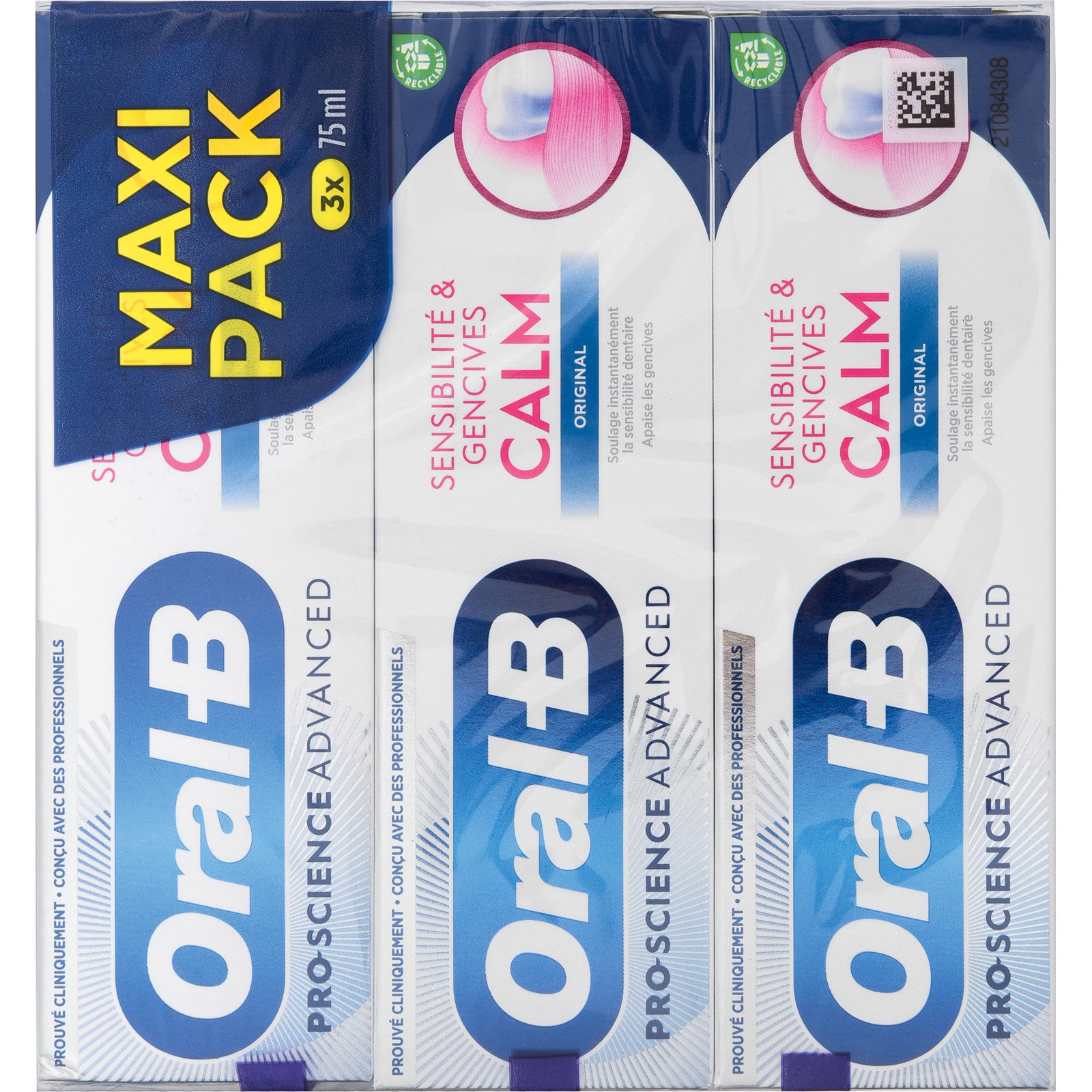 Oral-B PRO-SCIENCE ADVENCED Zahnpasta für sensibles Zahnfleisch, 3x 75 ml