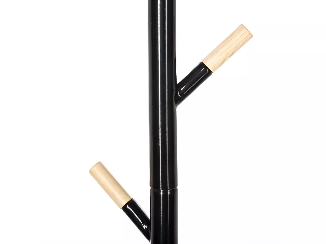 Porte-manteaux en Bois et Métal Noir 6 Patères H 175.5 cm