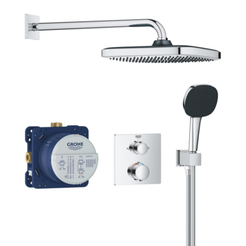 Grohe Precision Thermostat Perfect inbouw douchesysteem met  Vitalio Comfort 250 hoofddouche vierkant Chroom