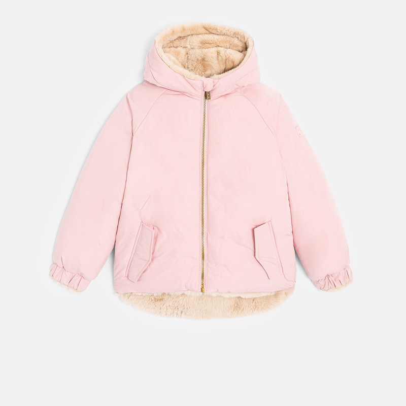Blouson réversible fausse fourrure rose Fille