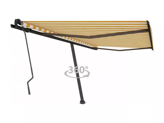 Auvent manuel rétractable sur pied 450x350 cm Jaune/Blanc
