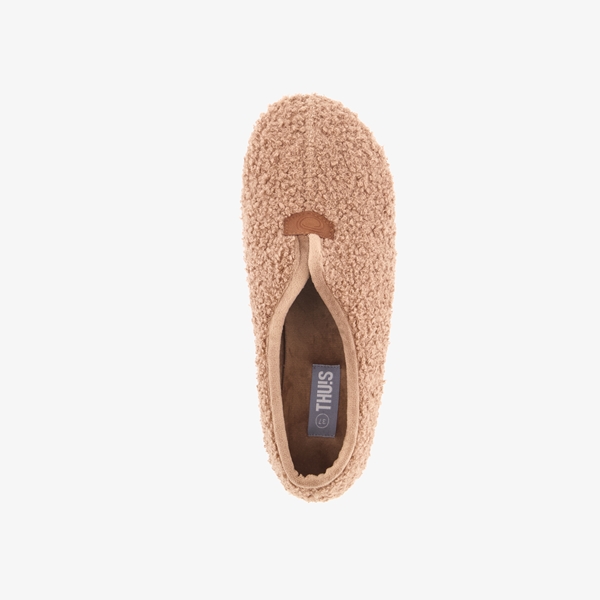 Thu!s dames teddy pantoffels bruin