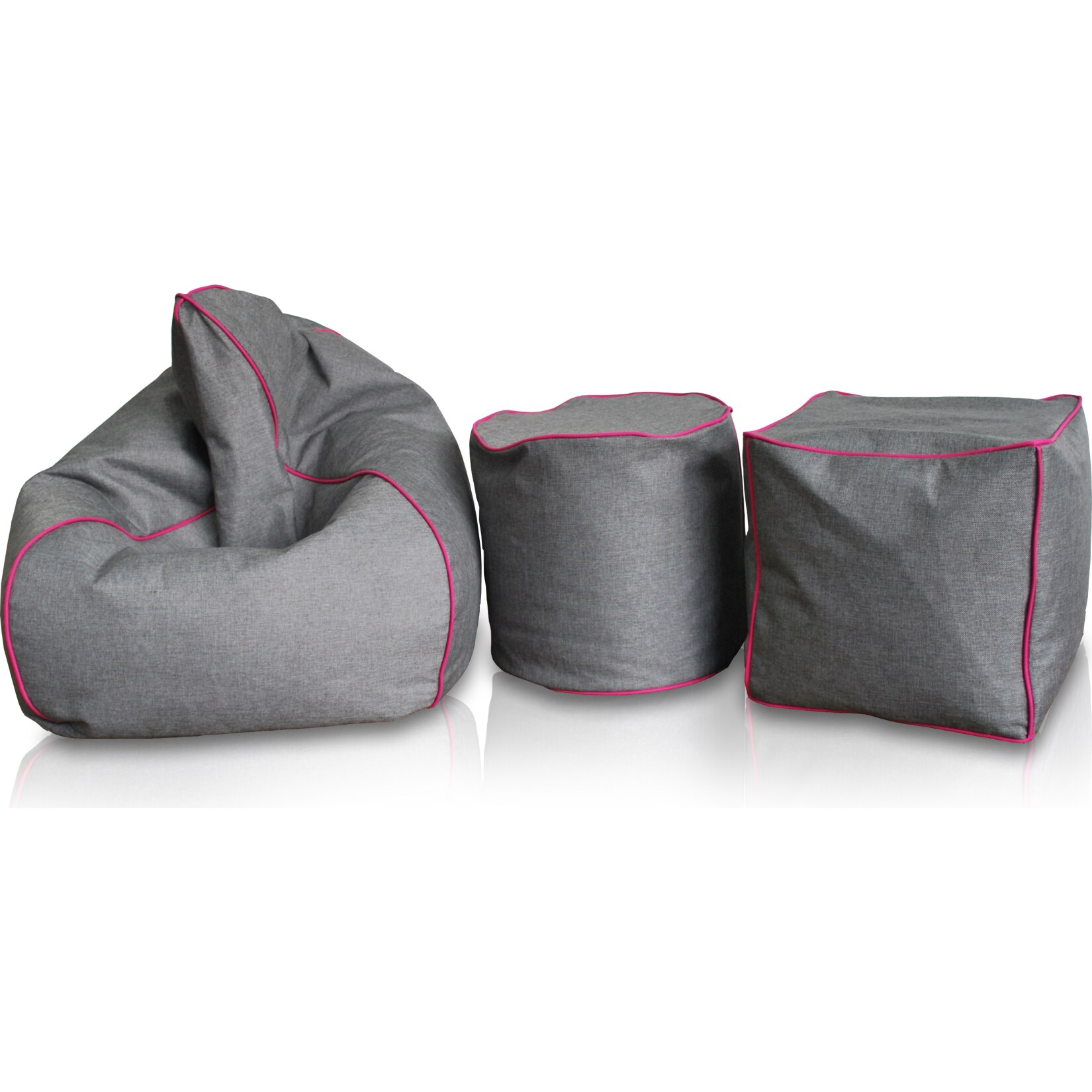 KINZLER Sitzsack, Leinenoptik mit Neon-Piping, Magenta