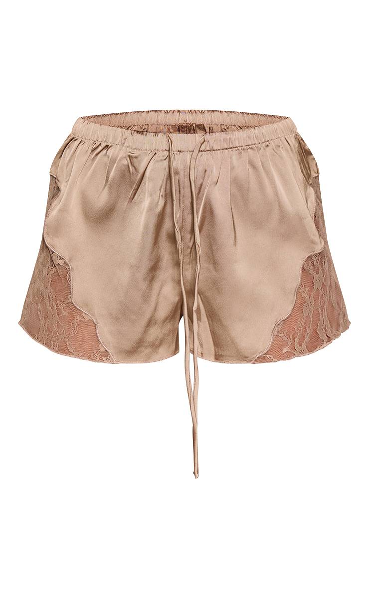 Gris Pierre Short En Satin À Lacets Avec Cordon De Serrage