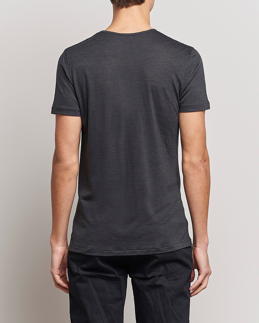 Zimmerli of Switzerland Wool/Silk Crew Neck T-Shirt Charcoal
