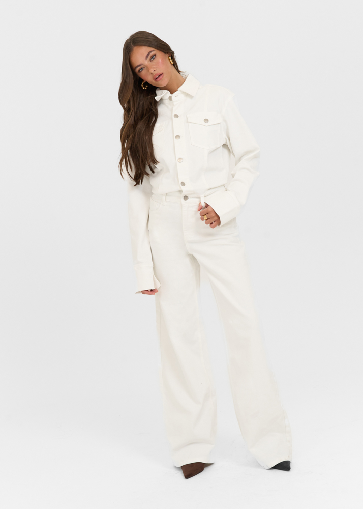 Denim stretch jumpsuit ecru