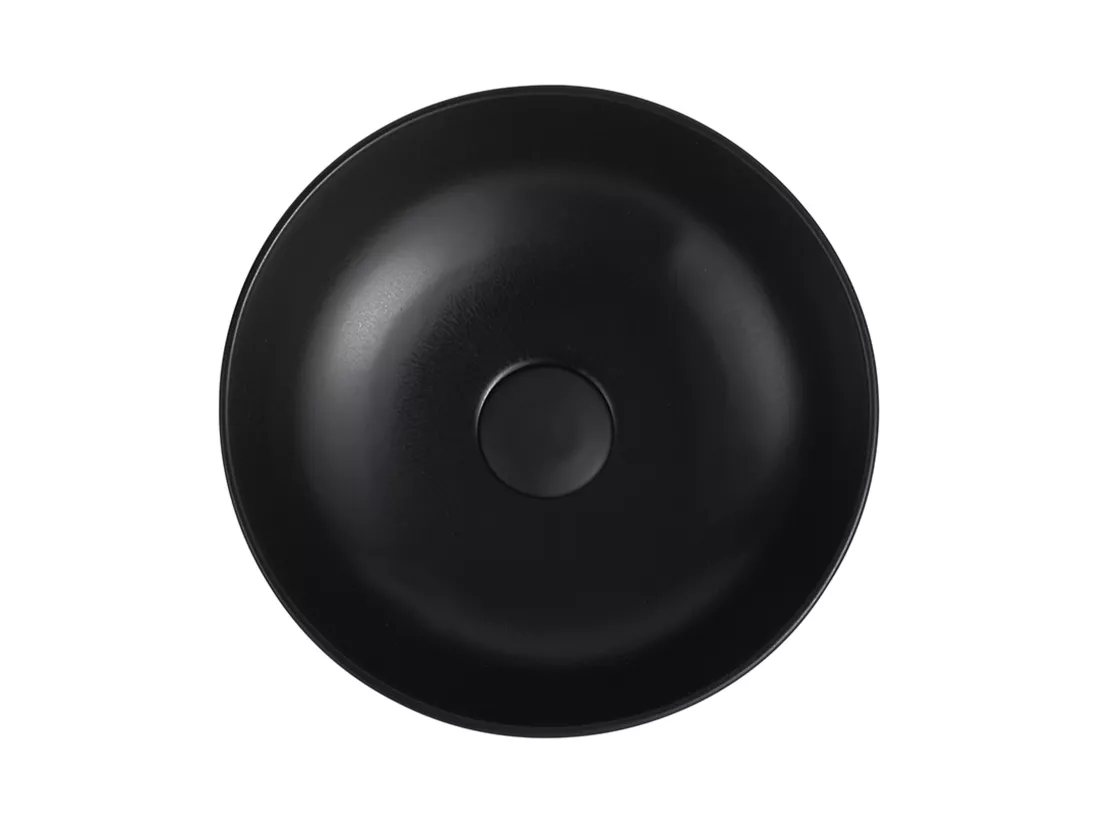 Vasque à poser ronde en céramique - Noir - 36 cm - KANELLE II