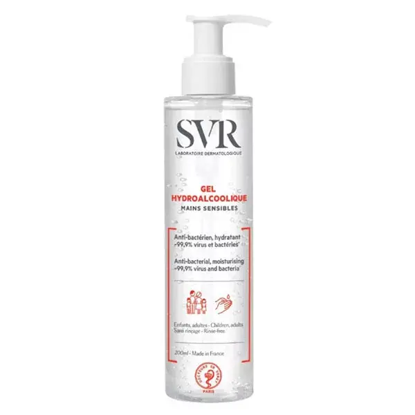 SVR GEL HYDROALCOOLIQUE MAINS SENSIBLES Anti-Bactérien Hydratant 200ML