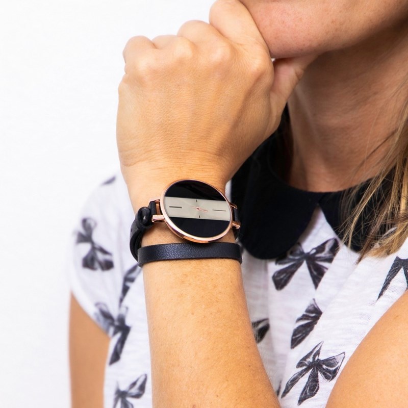 Coffret montre Femme M. JOHN bracelet Cuir Noir