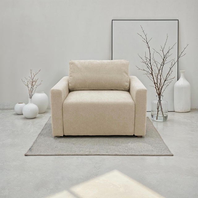 DOMO collection Sessel »Sintra ausklappbar zur Schlaffunktion, mit Rückenkissen« Feinstruktur, beige